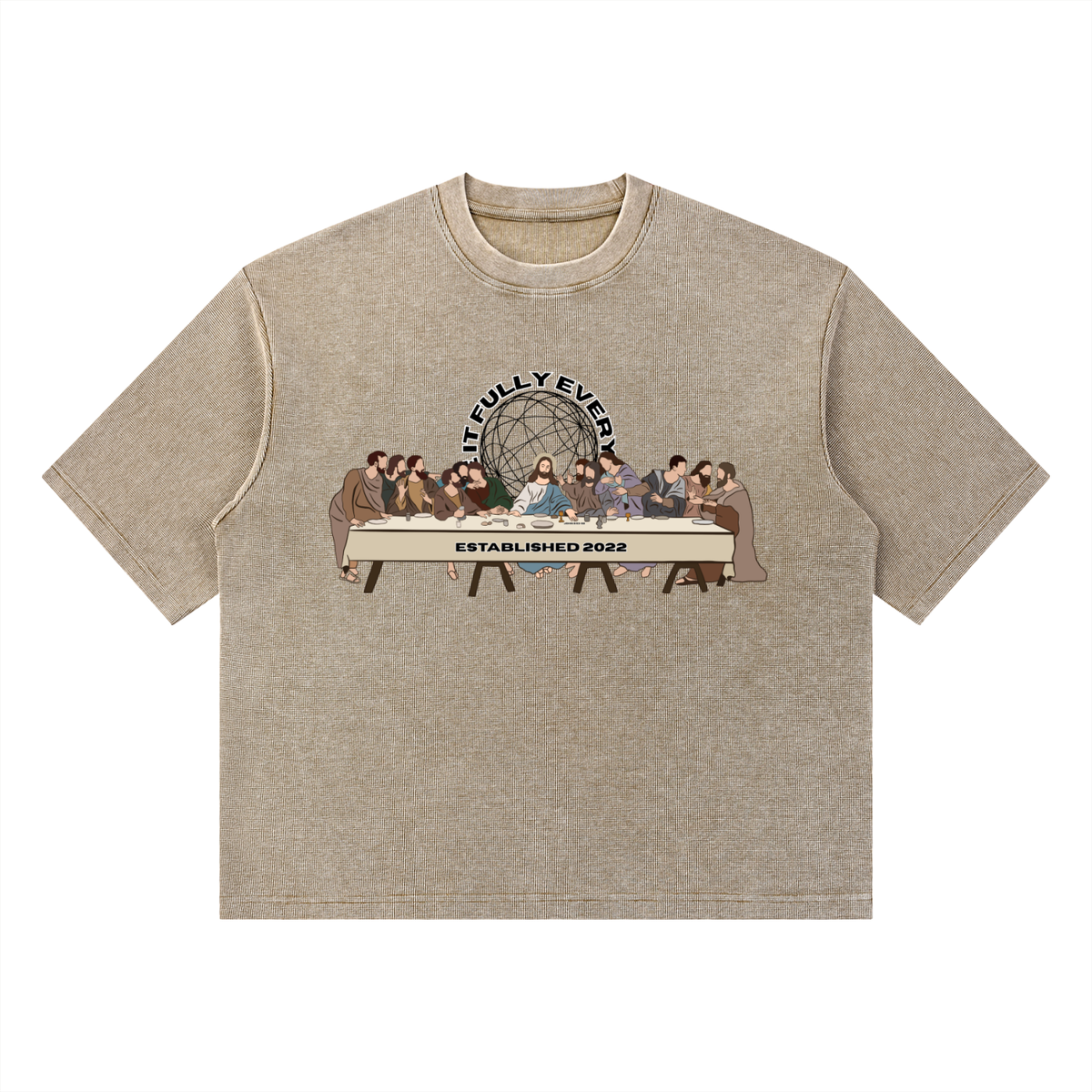 ‘The Last Supper’ Unisex Mineral Wash Waffle Boxy T-Shirt
