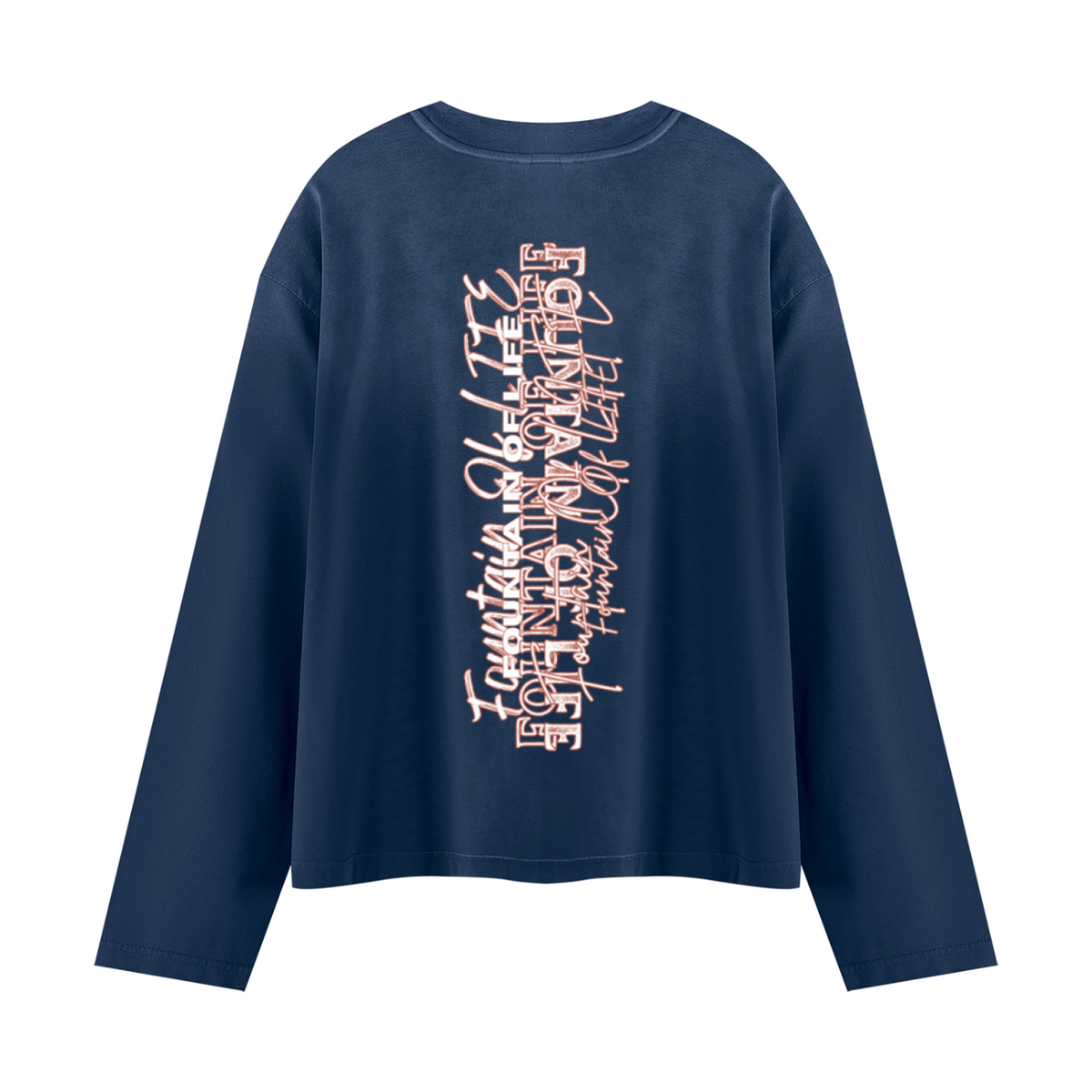 'Fountain Of LIFE' Unisex Sunfade Boxy Long Sleeve T-Shirt