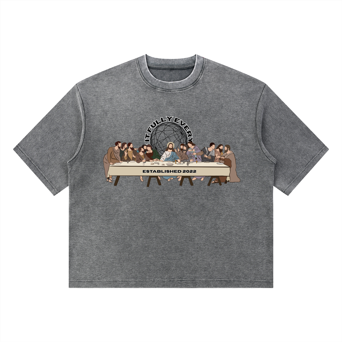‘The Last Supper’ Unisex Mineral Wash Waffle Boxy T-Shirt