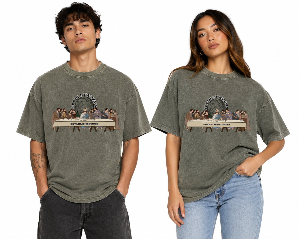 ‘The Last Supper’ Unisex Mineral Wash Waffle Boxy T-Shirt