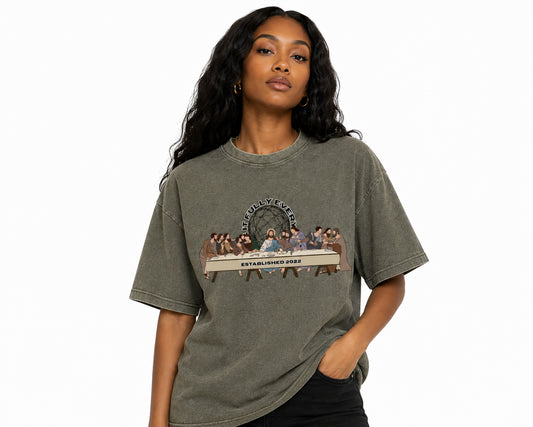 ‘The Last Supper’ Unisex Mineral Wash Waffle Boxy T-Shirt