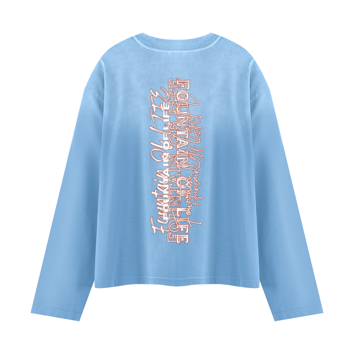 'Fountain Of LIFE' Unisex Sunfade Boxy Long Sleeve T-Shirt