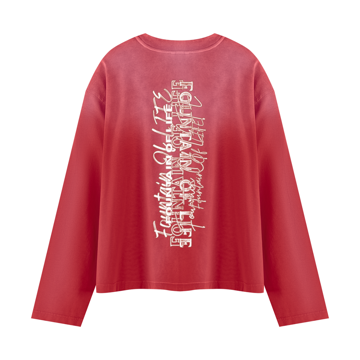 'Fountain Of LIFE' Unisex Sunfade Boxy Long Sleeve T-Shirt