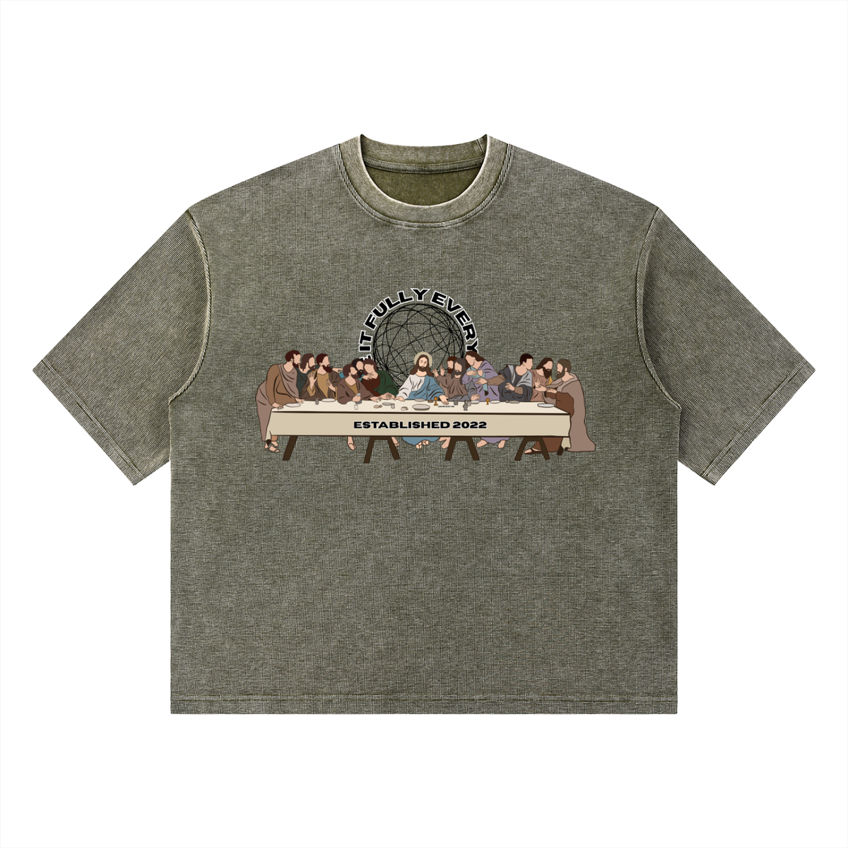 ‘The Last Supper’ Unisex Mineral Wash Waffle Boxy T-Shirt