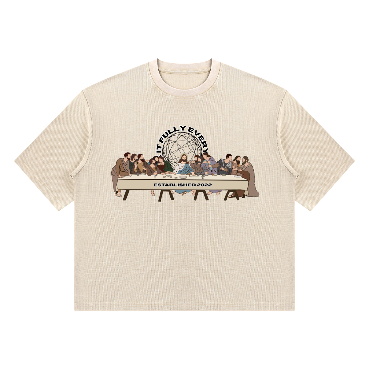 ‘The Last Supper’ Unisex Mineral Wash Waffle Boxy T-Shirt