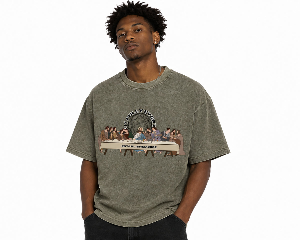 ‘The Last Supper’ Unisex Mineral Wash Waffle Boxy T-Shirt